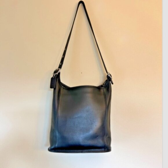 Vintage Coach 9060 Slim Duffle Sac Leather Adjustable Strap Black - Picture 2 of 16